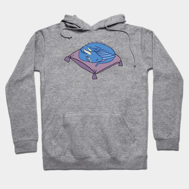 Cute blue dragon on cushion Hoodie by ballooonfish